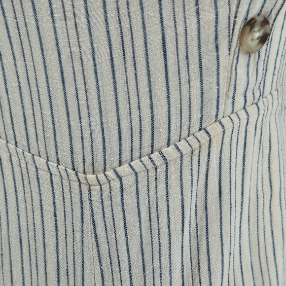 01573 Urban Outfitters Striped Wide Leg Jumpsuit Ivory Blue Size 0 hipster - Picture 5 of 8